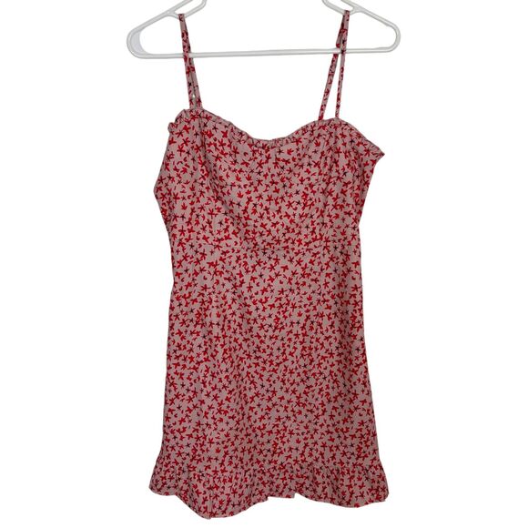 Princess Polly Deniz Red Blush Floral Mini Dress Women's US 6 Smocked back - Picture 6 of 12